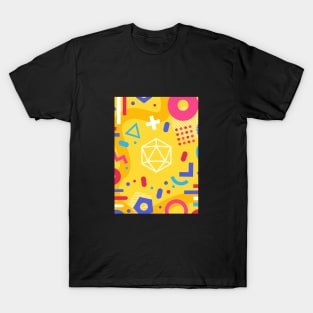 Polyhedral Dice Set Memphis Design Yellow Tabletop RPG T-Shirt